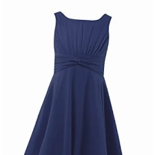 FEESHOW Festlich Mädchen Sommer Chiffonkleid Ärmellos Blumenmädchen Brautjungfer Kleid Festzug Hochzeit Partykleid Marineblau 164/14 Jahre