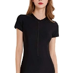 FEOYA-Damen Badeanzug Onesie Badebekleidung Schlanker sexy Neoprenanzug mit Brustpolster UV-Rashguard-Reißverschluss Sportlicher Taucheranzug Konservativer Trikot-Badeanzug S/M/L/XL/XXL