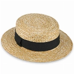 fiebig Kreissäge Strohhut Beige Damen & Herren | Sonnenhut aus 100% Weizenstroh | Boater Made in Italy | Gondoliere-Hut für Frühjahr & Sommer | Hut mit Ripsband (57-M)