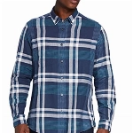 find. Herren Langärmeliges Leinenhemd, Blau (Marineblau kariert), XL, Label: XL