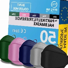 FiRiO® 50x FFP2 Maske Bunt Erwachsene [MADE IN EUROPE] - Bunte FFP2 Maske Fischform gem. EN149:2001+A:2009 - Masken FFP2 Fischform Bunt - Fisch Maske FFP2 Bunt - FFP2 Maske Farbig