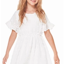 Flypigs Kleid für Mädchen Niedlich Elegant Sommerkleid Prinzessin Kinder Knielang Chiffon kurzarmarm Kleider Mädchen Weiß 146/152/158