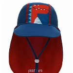 FORUHOO Baby Mütze UV-Schutz 50 mit Kordelzug for Jungen, Breite Krempe Sommerhut Sonnenhut (53cm / 3-6 Jahre, Dinosaurier Blau)