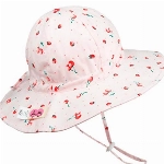 FORUHOO Mädchen Sonnenhüte UPF 50, Verstellbarer Baumwoll Breite Krempe Sommermütze für Baby (52, Kirsche)