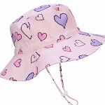 FORUHOO Mädchen Sonnenhüte UV Schutz, Baby Kinder Sommermützen Atmungsaktiver Breite Krempe mit Kordelzug (54, Herzen)