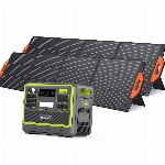 FOSSiBOT F2400 Solar Generator mit 2x200W Solarpanel, 2048Wh LiFePO4 Batterie mit 230V 2400W 3AC Ausgängen (4800W Peak), 1,5 Stunden Schnellspülung, Tragbare Powerstation für Camping und Wohnmobile