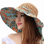 Frauen Strohhut Damen Leopardenband Sonnenhut Atmungsaktiver Sommerhut Sonnencreme Anglerhut Outdoor Hut Fischerhut Sommer Anti-UV Breite Krempe elegant Strandhut für Wandern Camping Tourismus