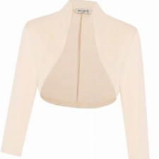 fuinloth Bolero Damen Festlich Jäckchen für Abendkleid 3/4 Ärmel Kurze Hochzeit Bolerojacke Kleid Elegant Schulterjacke Beige M 36-38