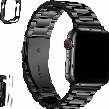 Fullmosa Kompatibel mit Apple Watch Armband 49mm 45mm 44mm 42mm, Metall Ersatzband für Series 9 Ultra/Ultra2 Series 8 7 SE 6 5 4 3 2 1 Edelstahl iWatch Bands Schwarz