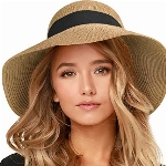 FURTALK Damen Sonnenhüte UPF 50+ Strandmütze Strohhut mit Breiter Krempe