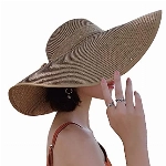 G-LIKE Damen Sonnenhut Sommerhut Strandhut – Eleganter Faltbarer Strohhut Outdoor Sonnenschutz Leichter Damenhut Sommer UV-Schutz UPF 50+ Breite Krempe Hut mit Schleife für Frauen Mädchen (Khaki2)