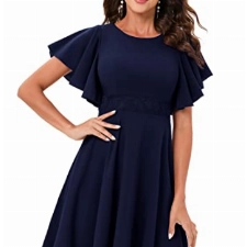Gardenwed Abendkleider elegant für Hochzeit midilang Damen Kleider elegant festlich Spitzen cocktailkleid Navy 3XL
