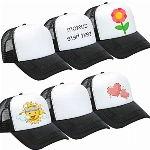 Geebuzz 6 Pack Kinder Mesh Baseball Hut Kappe Sublimation Blank Einstellbare Snapback Trucker Sun Sports Outdoor Hat (6er Packung schwarz Weiß)