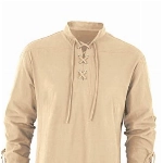 Gemijacka Herren Mittelalter Hemd Langarm Pull On Schnürhemd Schnürung Piratenhemd Renaissance Wikinger Shirt Beige L