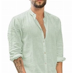 Gemijacka Leinenhemd Herren Hemd Herren Langarm Sommerhemd Herren Regular Fit Freizeithemd,Hellgrün (Mint),M