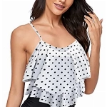 Genfien Damen Badeanzug Rüschen Zweiteilige High Waist Bikini mit Hoher Taille Bademode Volant Bedruckt Badeanzug