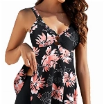 Genfien Tankini Damen Bauchweg Bademode Set Zweiteilig Push up Bademoden Bauchweg Tankini Set mit Tankini Top Beachwear Hotpants Badeanzug mit Zwei Trägern