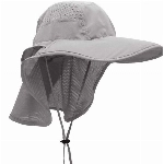 GG ST GG ST Sonnenhut, Herren, Damen, UPF 50 Outdoor UV-Sommerkappe mit Nackenschutz, Wandern, Angelhut, Strand, faltbar, Safari-Busch, Hüte, Netzhut. - Grau - Einheitsgröße