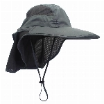 gg st Sonnenhut Herren Damen UPF 50+ Outdoor UV Summer Cap mit Nackenschutz Hiking Fischerhut Strand Faltbar Safari Buschhüte Mesh Hat, Dunkelgrau