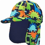 Gifts Treat Kinder Legionäre Hut, UPF 50+ Sonnenschutz Schwimmkappe Flap Hat im Dinosaurier-Muster für Kinder, Jungen Sonnenhut mit Nackenschutz Grün, 1-2 Jahre