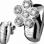 Glatzen Rasierer Herren elektrisch, Kibiy 5 in 1 LED Kopfrasierer für Glatze, mit 6 rotierende Scherköpfe, Bart Nasenhaar Trimmer Pflege Kit, Type C Wiederaufladbarer Head Shaver for bald men