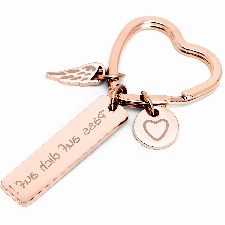 Glitzkind Herz Schlüsselanhänger »Pass auf dich auf!« | Auto-Schlüssel Glücksbringer Schutzengel Engel Anhänger Geschenk zum Führerschein Geburtstag Weihnachten Frauen Freundin Mama Tochter | Rosé