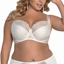 Gorsenia K357 Blanca Bügel BH Dame Dessous Spitze Geblümt Regulierbar Setteil EU, Elfenbein,95G
