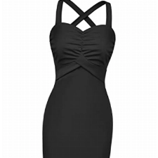 GRACE KARIN Damen 1950er Vintage Cocktailkleid Rockabilly Hohe Taille Sling Bleistiftkleider cl1971-1/ Schwarz L