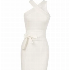 GRACE KARIN Damen 1970er Party Cocktail Ballkleid Sexy Neckholder Cami Ärmellos Sommerkleid Weiss L