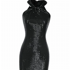 GRACE KARIN Damen Ärmellos Neckholder Glitzer Kleid Partykleid Figurbetontes Kleid Knielang Festliche Kleider S Schwarz CL1845S23-01