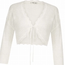 GRACE KARIN Damen Bolero 3/4 Ärmel Leichter Open Front Strickjacke Cropped Cardigan Kurz Shrug Bolero für Kleider Tops L Weiss CL1887S23-01