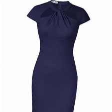 GRACE KARIN Damen Kleid Hollow Out Cocktailkleid Festlich Kleider Sexy Abendkleid Vintage Kleider Dunkelblau L