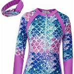 GRACE KARIN Langarm Badeanzüge für Mädchen Prinzess Festlich Badeanzug Schwimmtraining Badeanzug cl1830-05 10Y