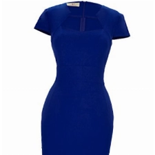 GRACE KARIN Pencil Kleid Rockabilly Business Kleid blau etuikleid Damen Schlitz Kleid midi festkleid CL8947-3 L