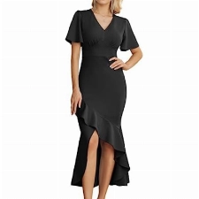 GRACE KARIN Schwarzes Kleid Damen Elegant Cocktailkleid Brautjungfer Festliche Kleider M