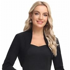 GRACE KARIN Strickjacke Damen Cardigan Schwarz Bolero Mode Boleroshrug DECl521-2 L