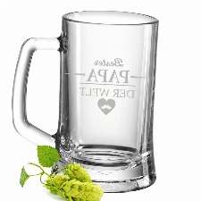 GRAVURZEILE Bierkrug mit Gravur - Bester Papa der Welt - Geschenk für Männer - Geschenke für Papa zum Vatertag Geburtstag oder zu Weihnachten - Bierseidel als Geschenk für Ihn - Größe: 0,5 L