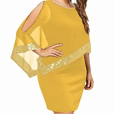 große größen Lange Sommerkleider unterröcke breit wollkleid Damen stillkleider umstandskleid Hochzeit Abendkleider elegant für Hochzeit knielange röcke Kleid Petrol Kleider(Gelb,3XL)