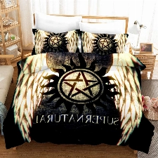 GuoDamei Supernatural Bettwäsche 135x200 cm 2 teilig Bettwäsche Set mit Reißverschluss 1 Mikrofaser Bettbezug und 1 Kopfkissenbezüge 80x80 cm, 100% Weiche Angenehme