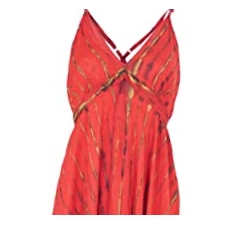 GURU SHOP Batik Maxikleid, Strandkleid, Sommerkleid, Langes Kleid, Damen, Rot, Synthetisch, Size:40, Kleider Alternative Bekleidung