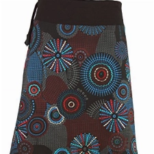 GURU SHOP Bestickter Knielanger Rock, Chic, Retro Mandala, Grau, Baumwolle, Size:L/XL (42), Röcke Alternative Bekleidung