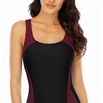 Halcurt Damen Sportlicher Einteiler Badeanzug Racer Back Schwimmanzug Figuroptimizer Bademode