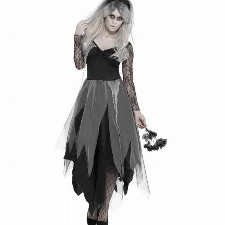 Halloween! Smiffys Kostüm Friedhofsbraut, mit Kleid und Rosenschleier