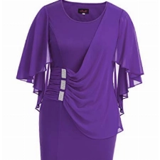 Hanna Nikole Capelet Festlich Kleid Damen Chiffon Abendkleider mit Reißverschluss Violett XL