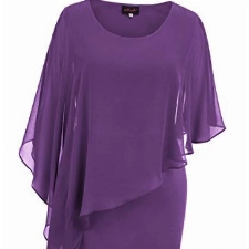 Hanna Nikole Damen Cape Festliche Kleider Knielang Brautjungfernkleider für Hochzeit Violett 16 Plus