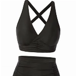 Hanna Nikole Damen Große Größen Sport Bikini Sets Sexy Retro Swimsuit Schwarz 42-44