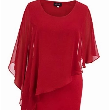 Hanna Nikole Plus Size Retro Festliche Kleider Frauen Mode Pencil Kleid mit Overlay Red XXL