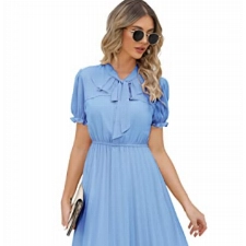 HAOKEKE Damen Arbeitskleid, schick, elegant, Kirchenkleid, lässiges Kleid, Bedruckt, aus Stoff, langärmlig, Paar mit Faltenrock, XXL