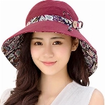 HAPEE APEE Damen Sonne Hüte Sommer Reversibel UPF 50+ Strandhüte Faltbar Breit Rand Kappe, Einheitsgröße, Wine