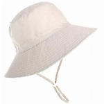 Happy Cherry - Baby Hut Fischerhut Breite Krempe Jungen Sommerhut mit Kinnriemen Mädchen Sommer Bucket Hut UV-Schutz Kinderhut Niedliche Druck für Outdoor Strand Urlaub Reisen Beige - 6-36 Monate